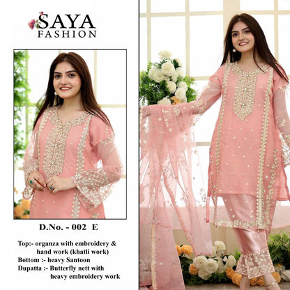 SAYA FASHION 3-Piece Stitched Organza Embroidered Suit