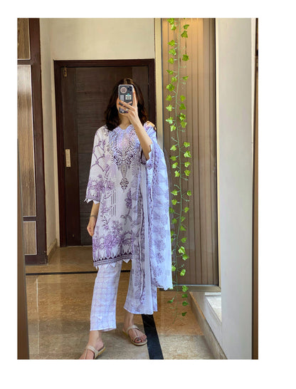 3 Pcs Women's Stitched Cotton Printed Suit