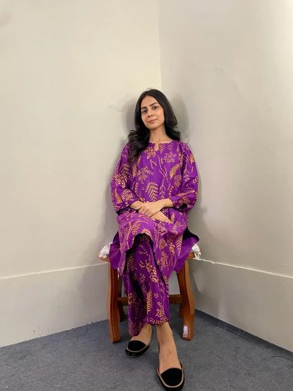 Raiza's Floral Leaf Print Shirt and Trouser