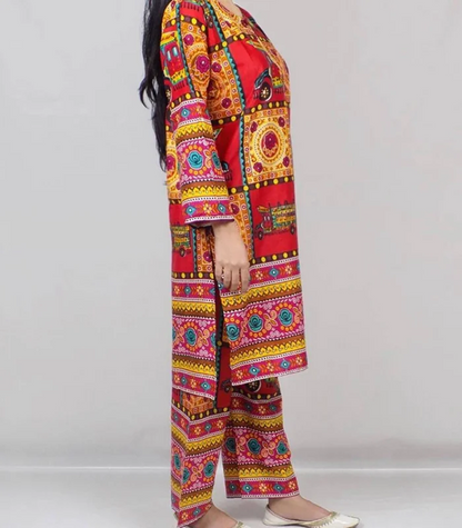 3 Pcs Women's Stitched Lawn Printed Suit