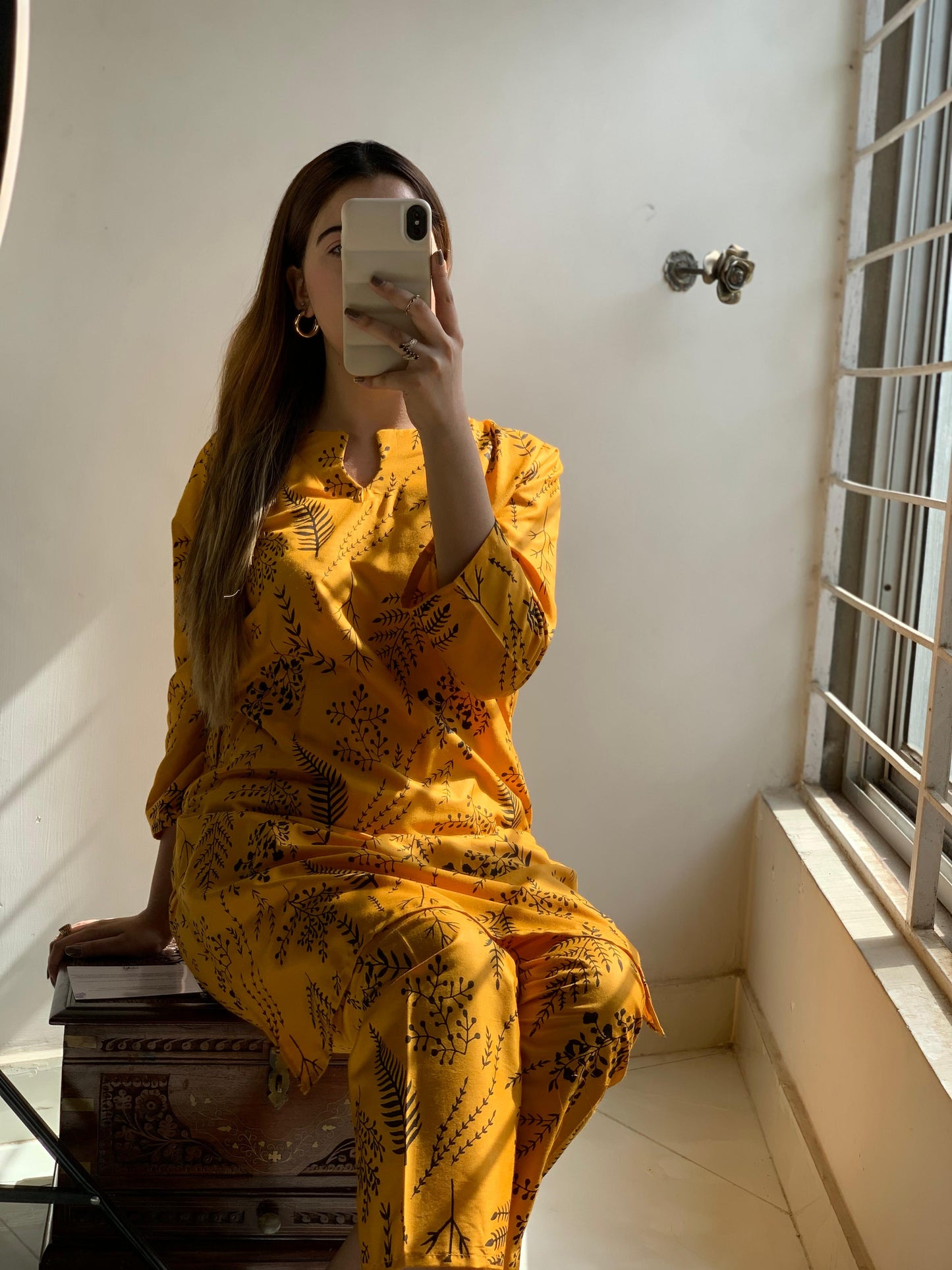 Raiza's Floral Leaf Print Shirt and Trouser