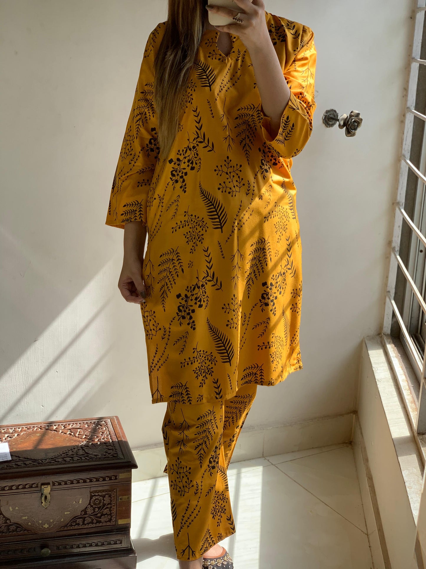 Raiza's Floral Leaf Print Shirt and Trouser