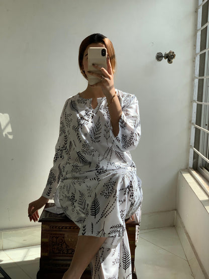 Raiza's Floral Leaf Print Shirt and Trouser