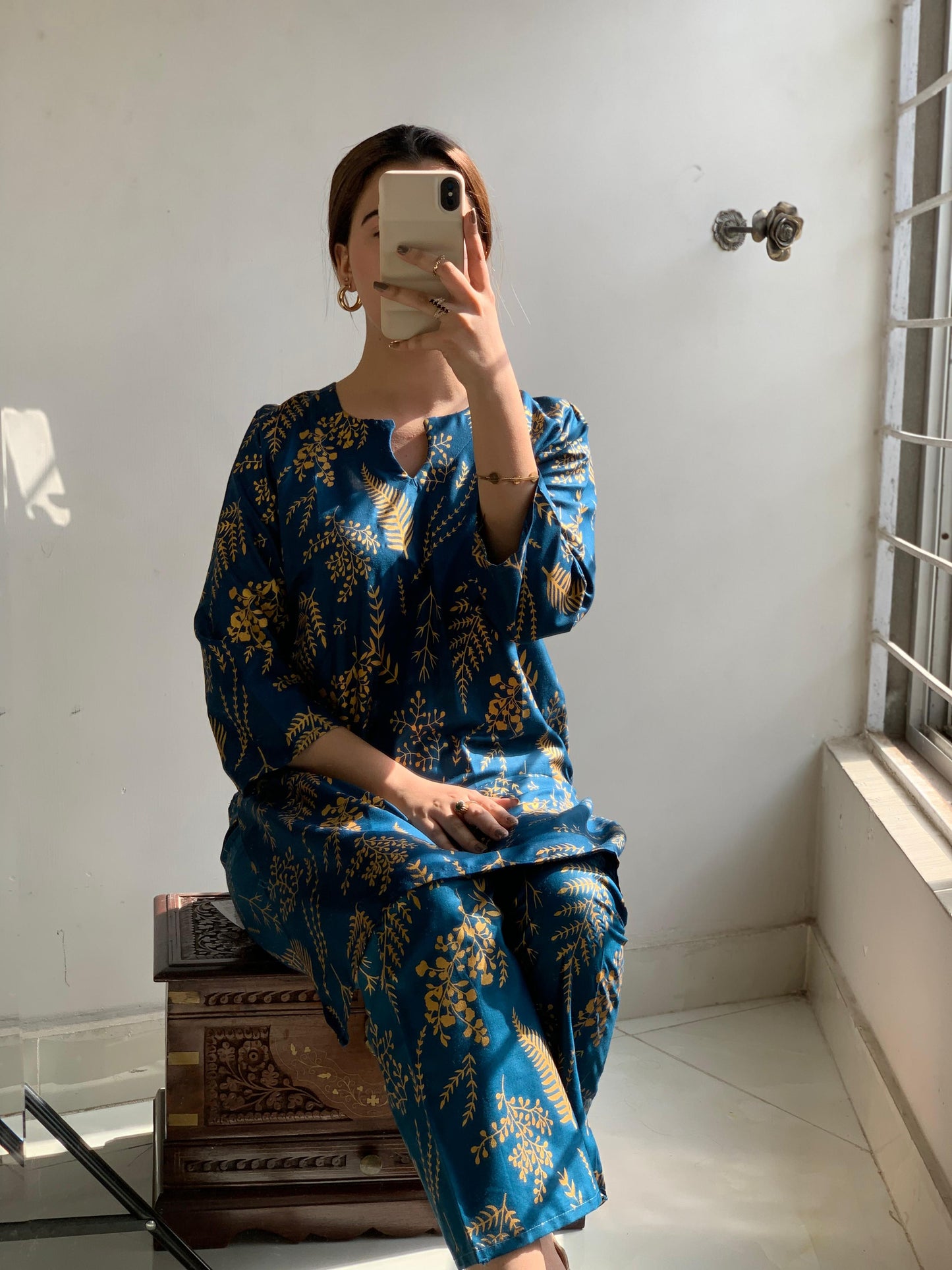 Raiza's Floral Leaf Print Shirt and Trouser