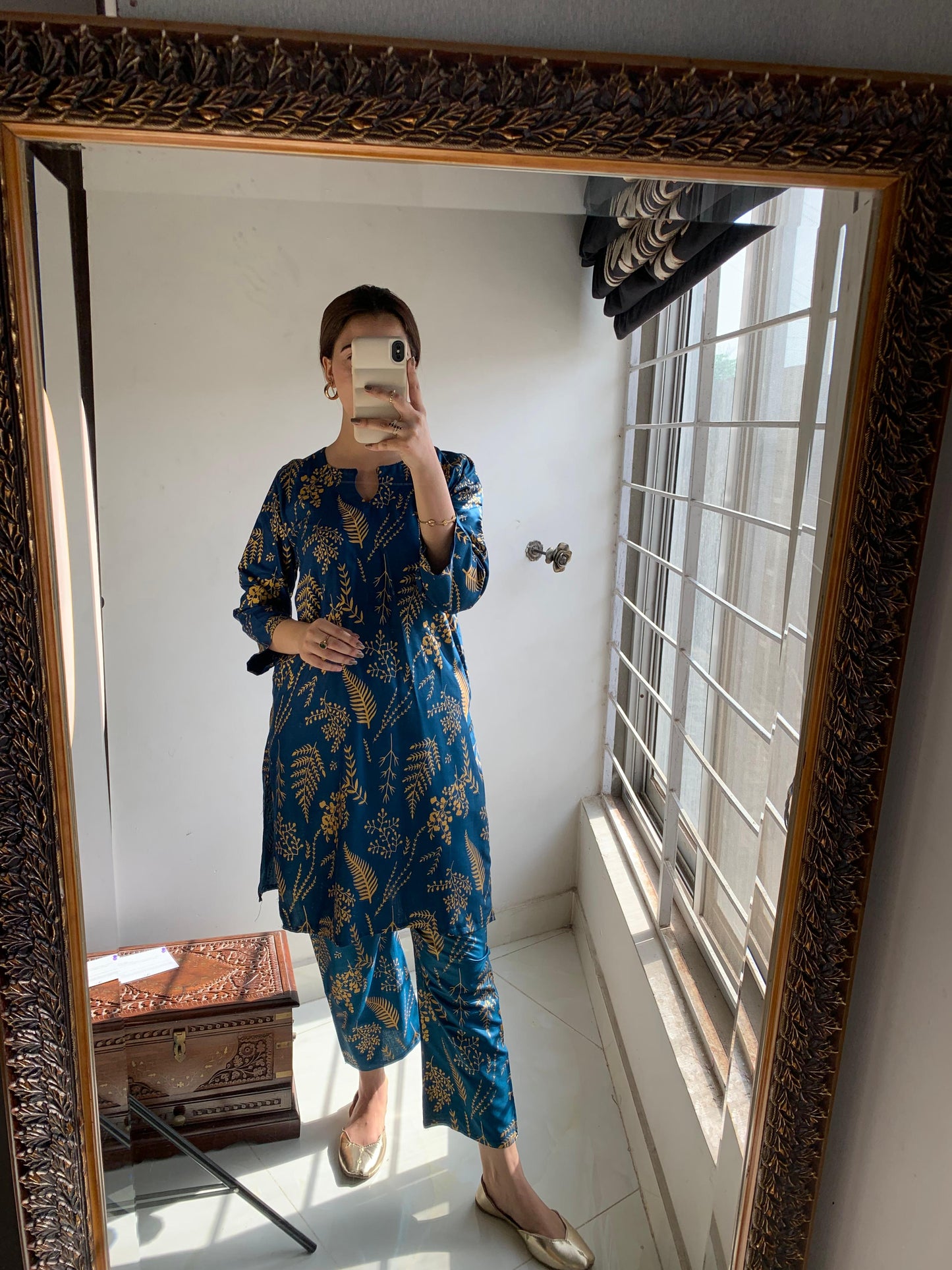 Raiza's Floral Leaf Print Shirt and Trouser