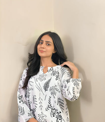 Raiza's Floral Leaf Print Shirt and Trouser