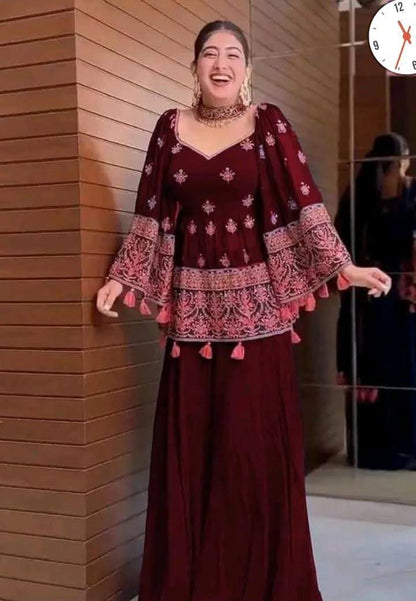 3 Pcs Women's Stitched Chiffon Embroidered Suit